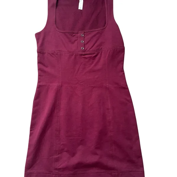 Anthropologie Daily‎ Practice Burgundy Slim Tank Mini Dress Square Neck Size XS - Image 2