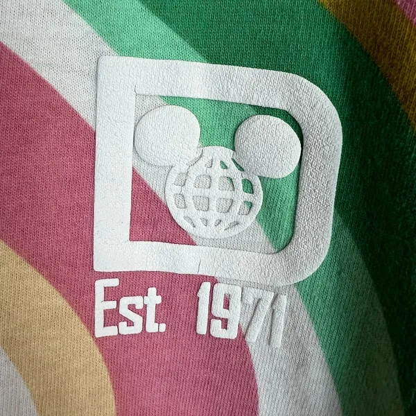 Walt Disney World Spirit Jersey Womens Medium Pink Green 70s Swirl Long Sleeve M - Image 5