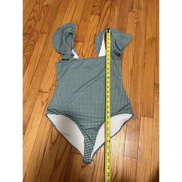 Hill House Home Rosie Green Gingham Ruffle One Piece Bathing Suit Size Medium - Image 8