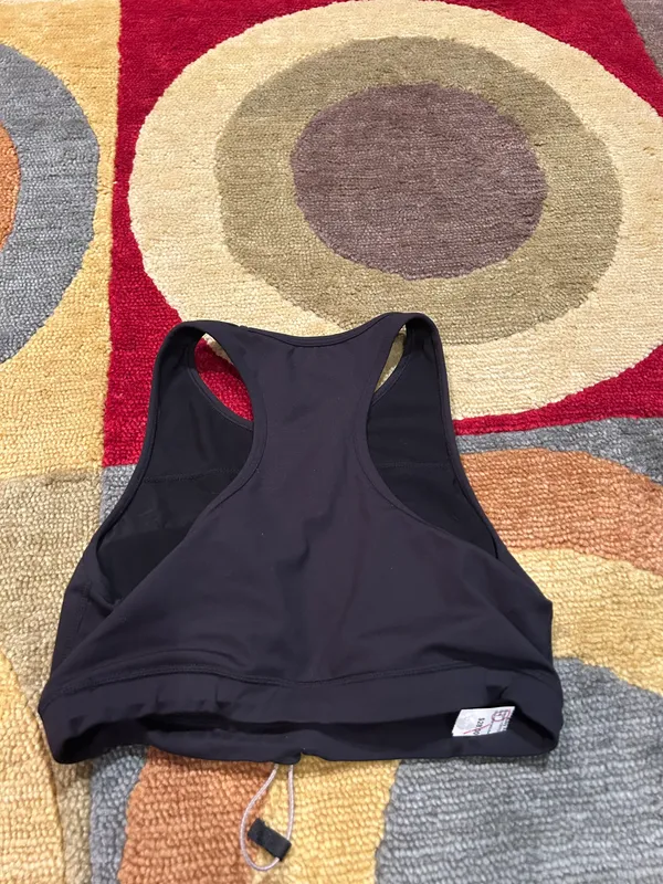 NWT Mono B Black Sports Bra Racerback Padded Cinch Front Women’s Size Medium - Image 3