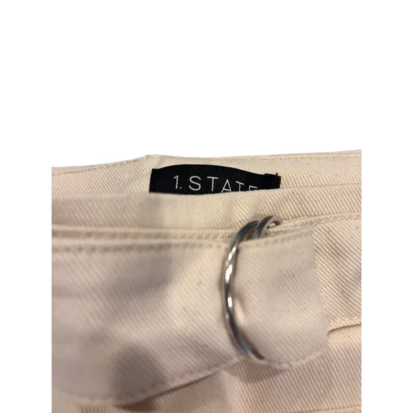 1. STATE Linen Blend Belted Mini Pencil Skirt White Swan Size 4 - Image 4