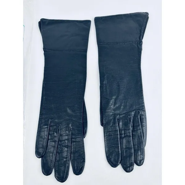 Vintage‎ Black Leather Gloves Size 6 Van Raalte? Opera Classy Chic Driving - Image 2