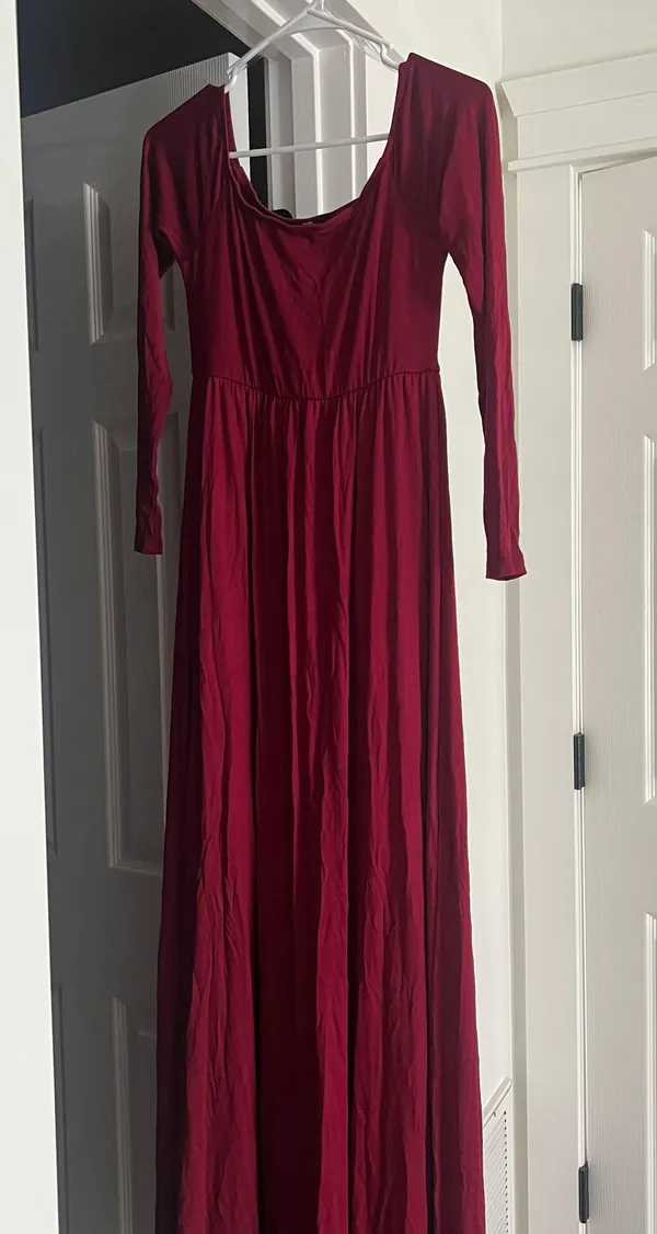 Pinkblush Burgundy Off Shoulder Maternity Dress - Image 3