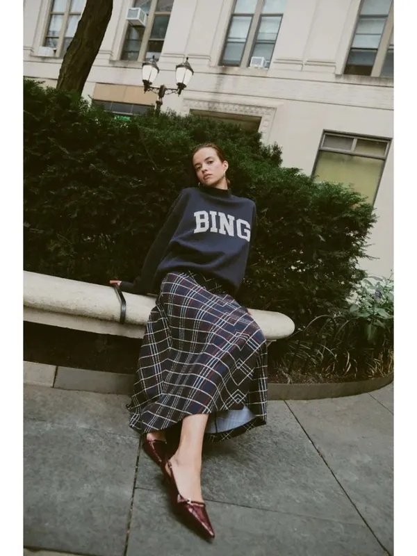 Anine Bing Bradie Sweatshirt in Navy Blue Large Womens Pullover - Image 14