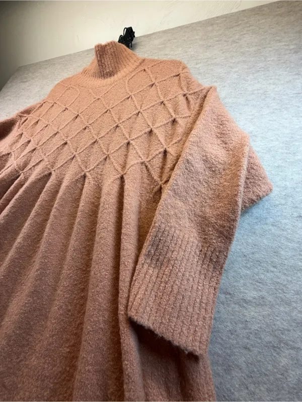 Free People Jaci Wool Blend Sweater Dress Women’s XL Beige Mock Neck - Image 7