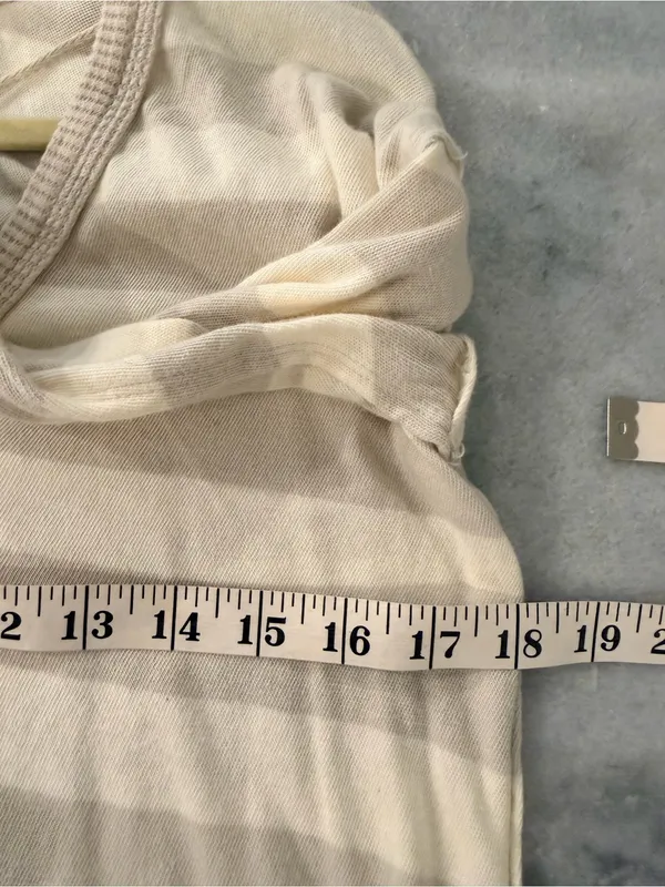 NWOT Free People We The Free Size M Tan Cream Striped Thermal Knit V Neck Top - Image 6