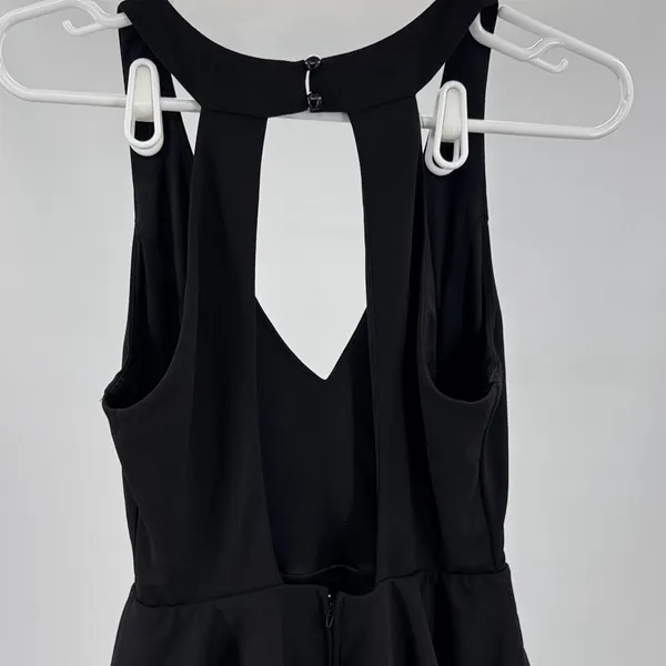Altar'd State Black halter open back ruffle tiered Mini Dress M flirty dance - Image 3
