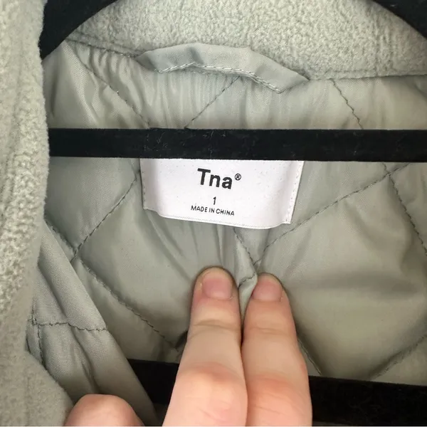 Aritzia TNA Cozy Fleece Boyfriend Shirt Shacket Jacket Sage Green 1 (XS) - Image 5