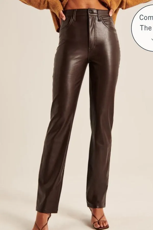 Abercrombie & Fitch Vegan Leather 90s Straight Pant size 8 - Image 8