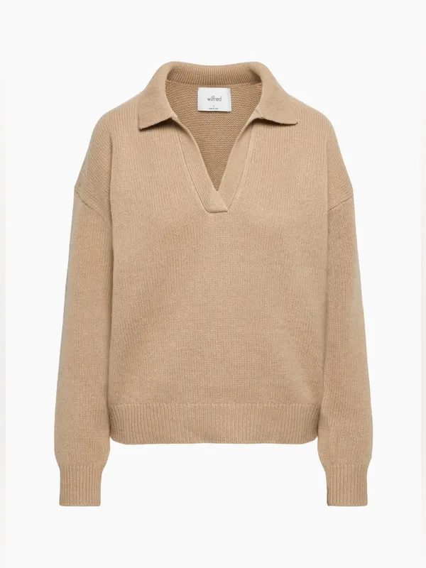 Aritzia Wilfred Luxe Cashmere Clara Sweater in Gold Camel - Image 2