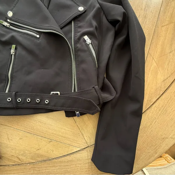 Club Monaco Black Scuba Moto Lacarrah Jacket Belted Size S/P - Image 5
