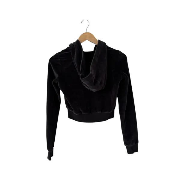 ARITZIA Tna Velour Black Zip Black Hoodie Sweatshirt Jacket - Image 5