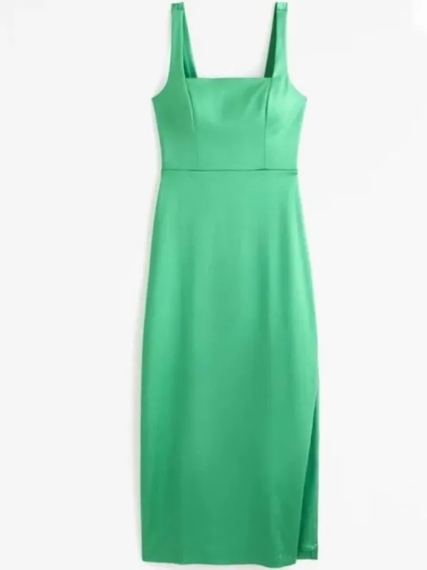 Abercrombie & Fitch Satin Sculpt Dress in Green Size XL TALL Formal Party Grad - Image 8