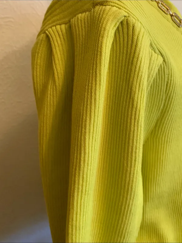 Nanette Lepore Kasper Neon Lime Chain-Trim Crewneck Sweater - Image 15
