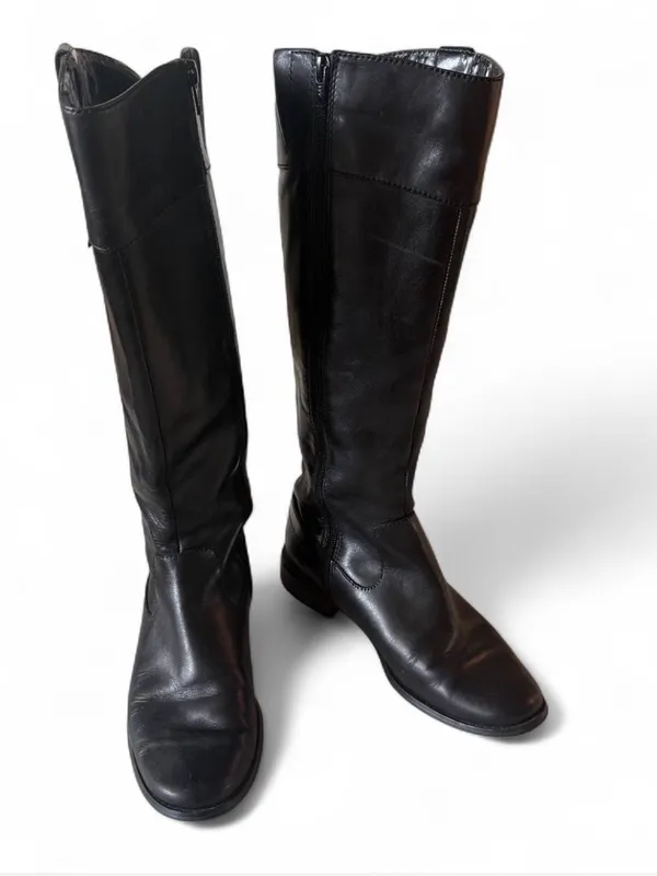 Anne Klein Black Leather Riding Boots Size 6M - Image 2