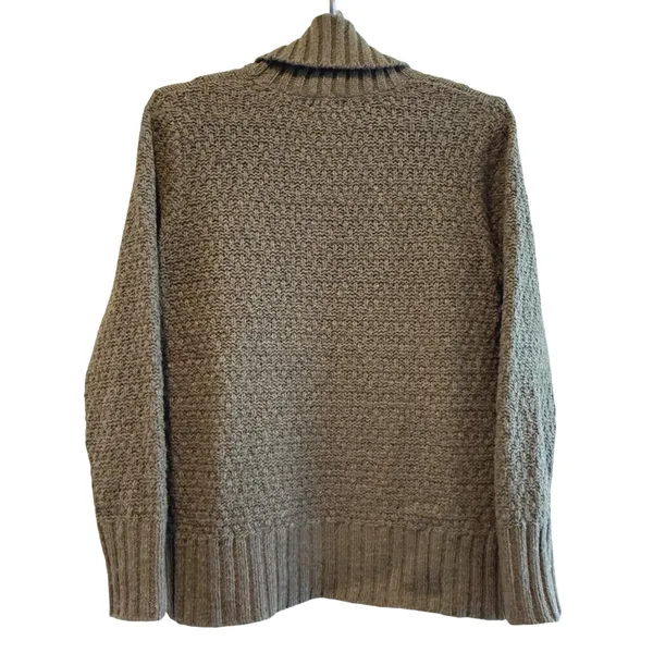 Eddie Bauer Womens XL Cable Knit Turtleneck Sweater Lambs Wool Blend Green‎ - Image 4