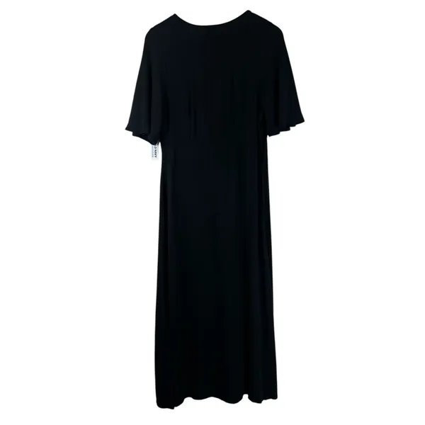 NWT Old Navy Wrap Solid Maxi Dress Black Boho Flutter Sleeve Size M - Image 4