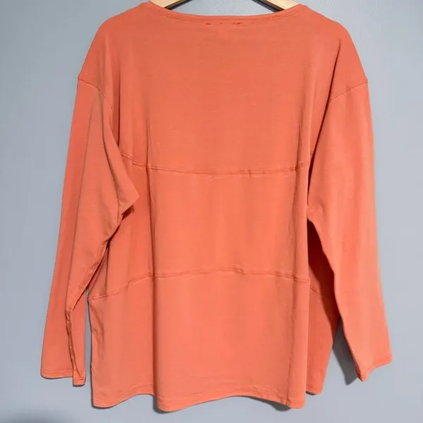 NWT Easel Sunset Orange Relaxed Fit Long Sleeve Top Soft Knit Tunic Casual Sz M - Image 8