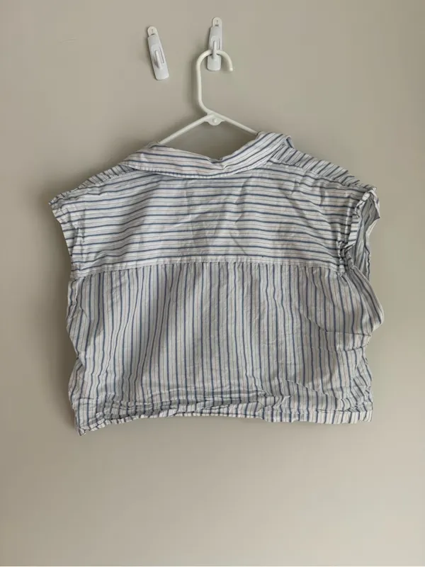 Abercrombie & Fitch White Shirt with Blue Stripes - Image 3