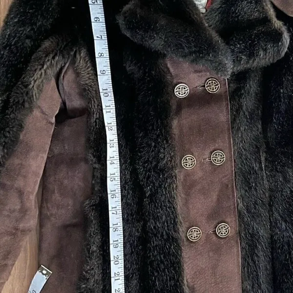 Lykafur Brown Faux Fur Coat for Women Vintage Tissavel France - Sz M w/S… - Image 4