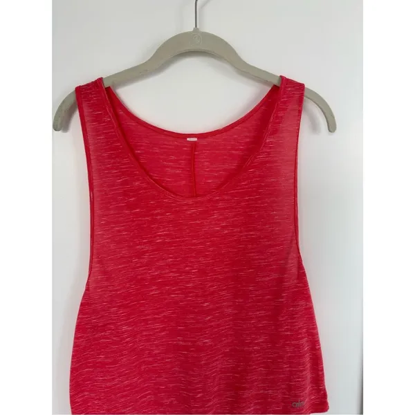 Alo Yoga Neon Pink Tank Top Sheer Lightweight Open Side Activewear-Small - Image 3