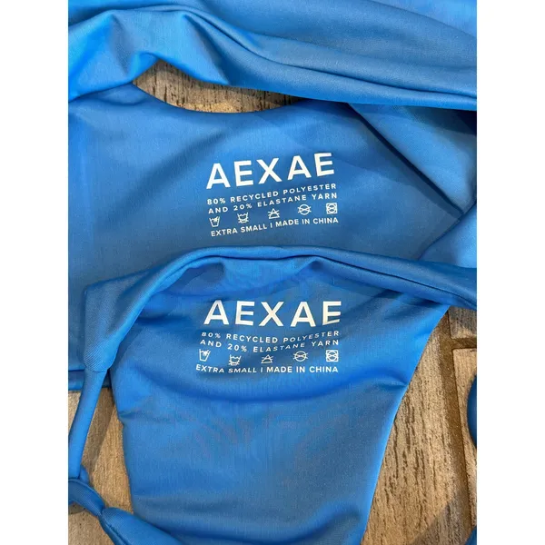 NEW AEXAE Tyra Bikini Set Ibiza Blue Tie Side Thong Swim Women Size XS Beach - Image 5