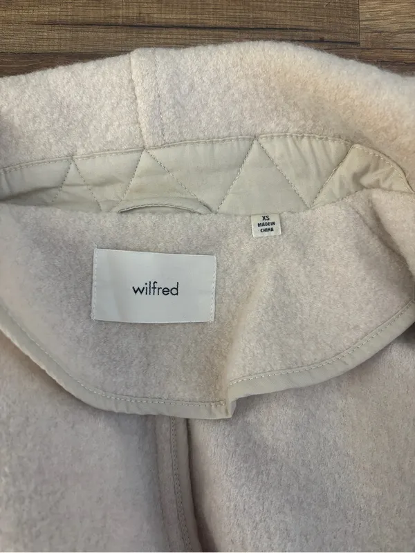 Aritzia Wilfred Free Charlize Merino Wool Shawl Collar Jacket Button Front Ivory - Image 6