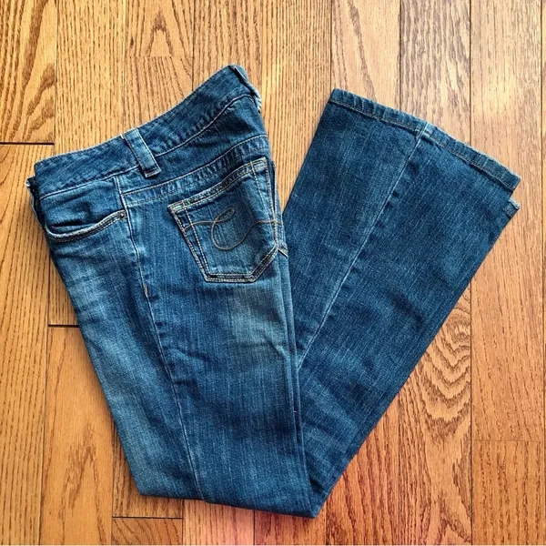 Calvin Klein Rare Classic Ultra Low Flare Y2K Dark Blue Jeans Women’s Size 25 - Image 8