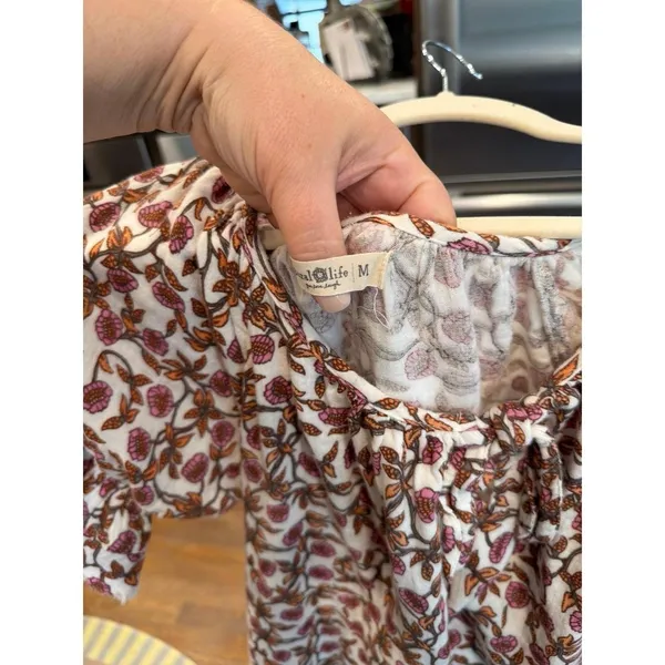 Natural Life Sienna floral cotton babydoll dress in a brown, pink, and orange M - Image 3