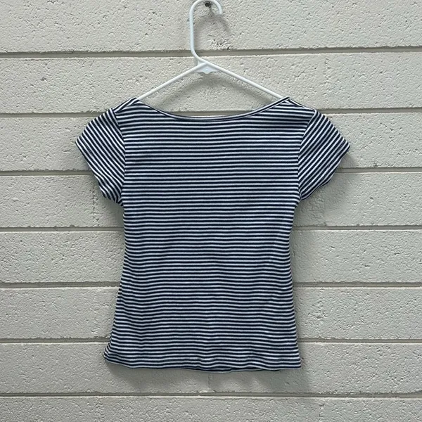 Brandy Melville Ella Blue Striped Tee one size - Image 3