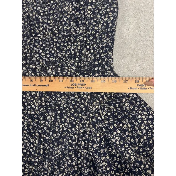 english factory printed bustier dress‎ linen blend sleeveless blue floral Medium - Image 10