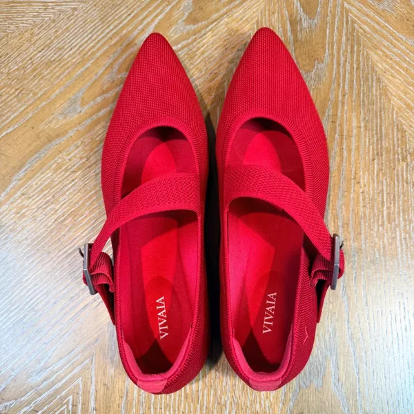 Vivaia NEW Maria Pointed Toe‎ Mary Jane Flats Red Size 41 US 9.5 - Image 6