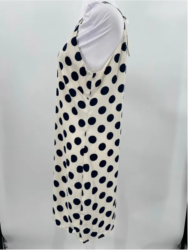 Polka Dot Dress Cream & Navy Blue Halter Neckline Sleeveless Pink Owl Medium - Image 3