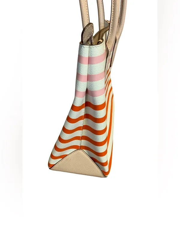 Kate Spade "Patrice" Tropical White, Red, Orange & Pink Tote Bag W/Tan Accents - Image 6