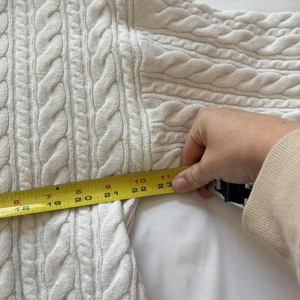 Womens Large‎ White Cable Knit Sweater Feminine Dainty Romantic Coquette Whimsy - Image 4