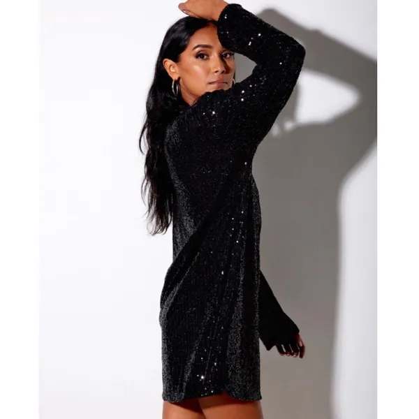Motel Rocks Liama Sequin Mini Dress Womens Black XS $89 - Image 3