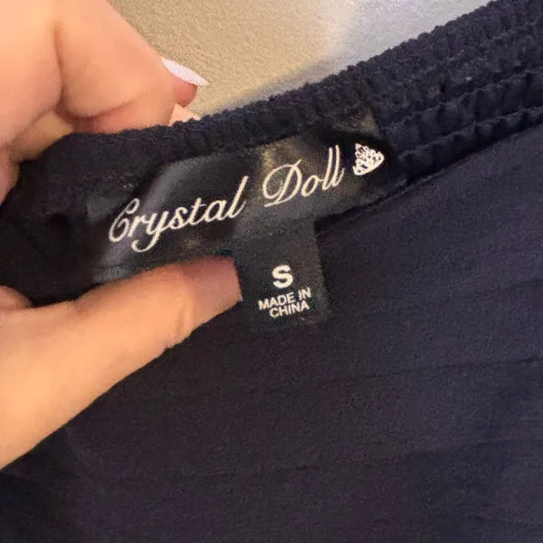 Crystal Doll Juniors' Square-Neck Puff-Sleeve Mini Dress Size Small - Image 6