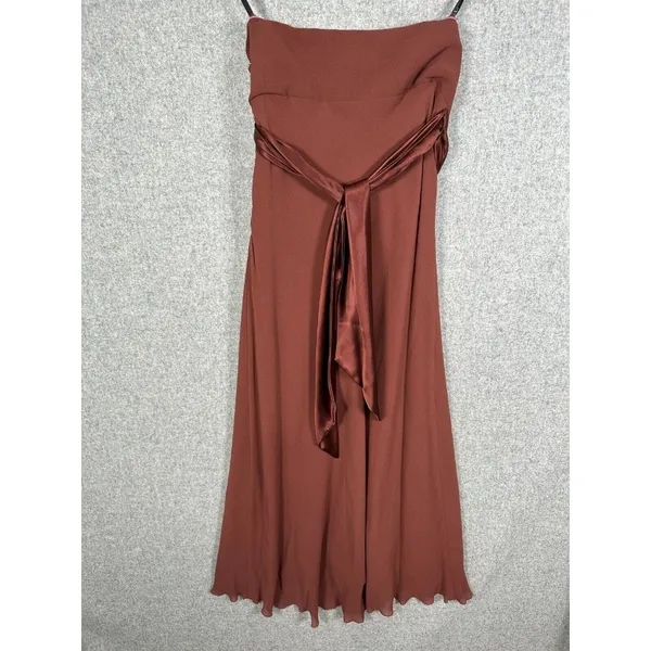 NWT Vintage 90s Y2K Nicole Miller Womens Dress Size 8 Silk Brown Prom‎ Cocktail - Image 14