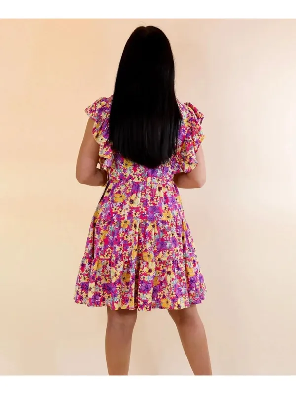 Entro floral mini v-neck dress, size Small - Image 2