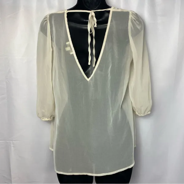 Altar'd State Cream Ivory Sheer Floral Lace Top Scoop Neck Size Medium‎ V Back - Image 5