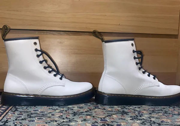 Urban Outfitters Dr. Martens White Leather Docs - Image 2