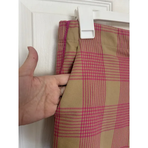 Anthropologie Maeve Tapered Pull-On Plaid Pants Pink Tan 6 Academia Preppy - Image 9