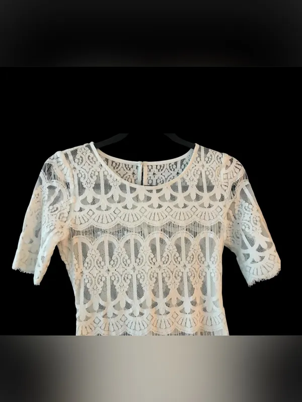 J.O.A. White Crochet Lace Midi Dress Sz S - Image 4