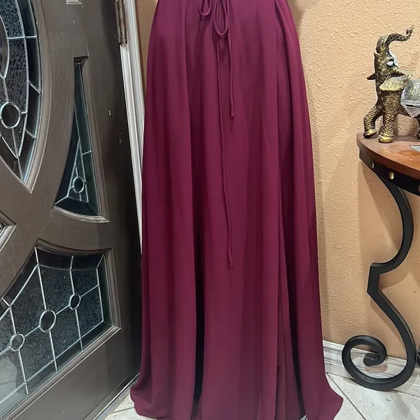 Lulus burgundy cold shoulder long dress - Image 3