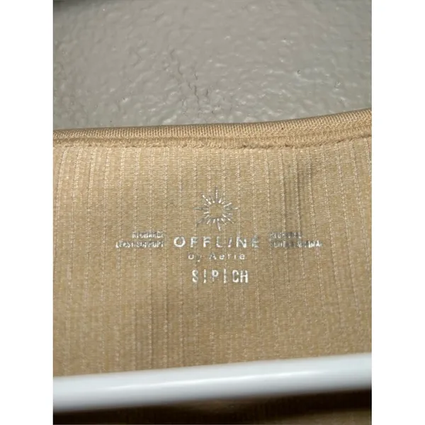 Aerie Offline Recharge Least Support Neutral Ribbed Sports Bra Womens Size Small - Image 6