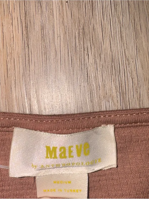 Anthropologie Maeve Brown One Shoulder Tank with Black Bow - Size Medium - Image 3