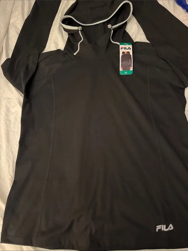 Fila Women's Hoodie Midweight Training Pullover Black Sz XL NWT - Image 4