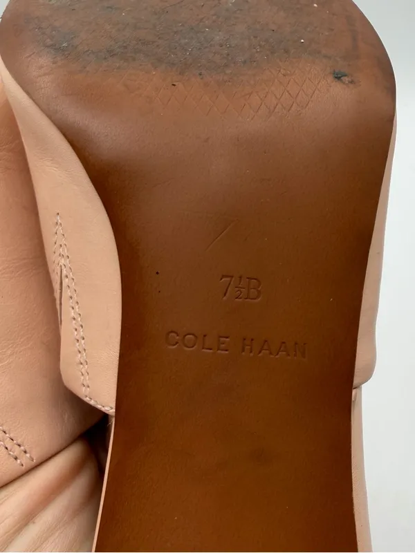 Cole Haan Leather Mules Womens 7.5B Blush Pink Block Heel Open Toe Slides - Image 11