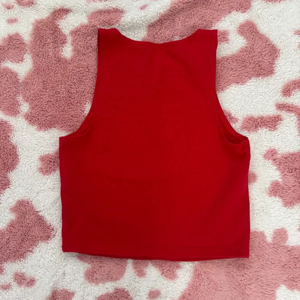 Y2K Cherry Red High Neck Crop Tank Top ❤️ Coquette Clean Girl Baddie Basic - Image 4