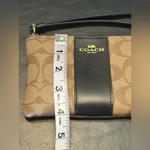 Coach Corner Zip Wristlet In Signature Canvas With Stripe - Image 11